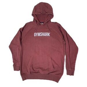 Gymshark Apollo Hoodie Mens Medium Burgundy‎ Excellent Cotton Blend
